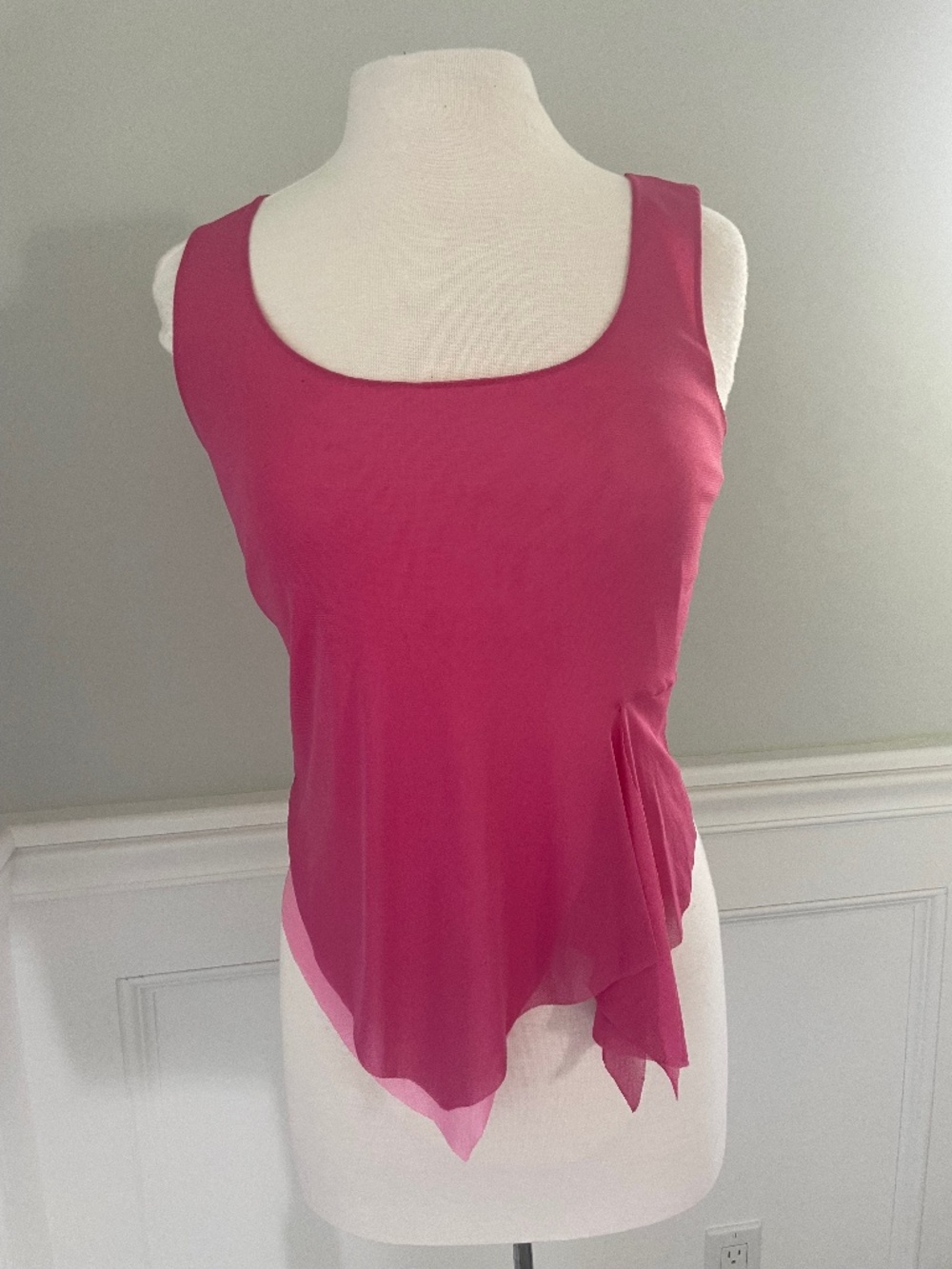 VINTAGE VIVIENNE TAM SOFT PINK SHIRRED TANK TOP SIZE 1 (XS/S)!